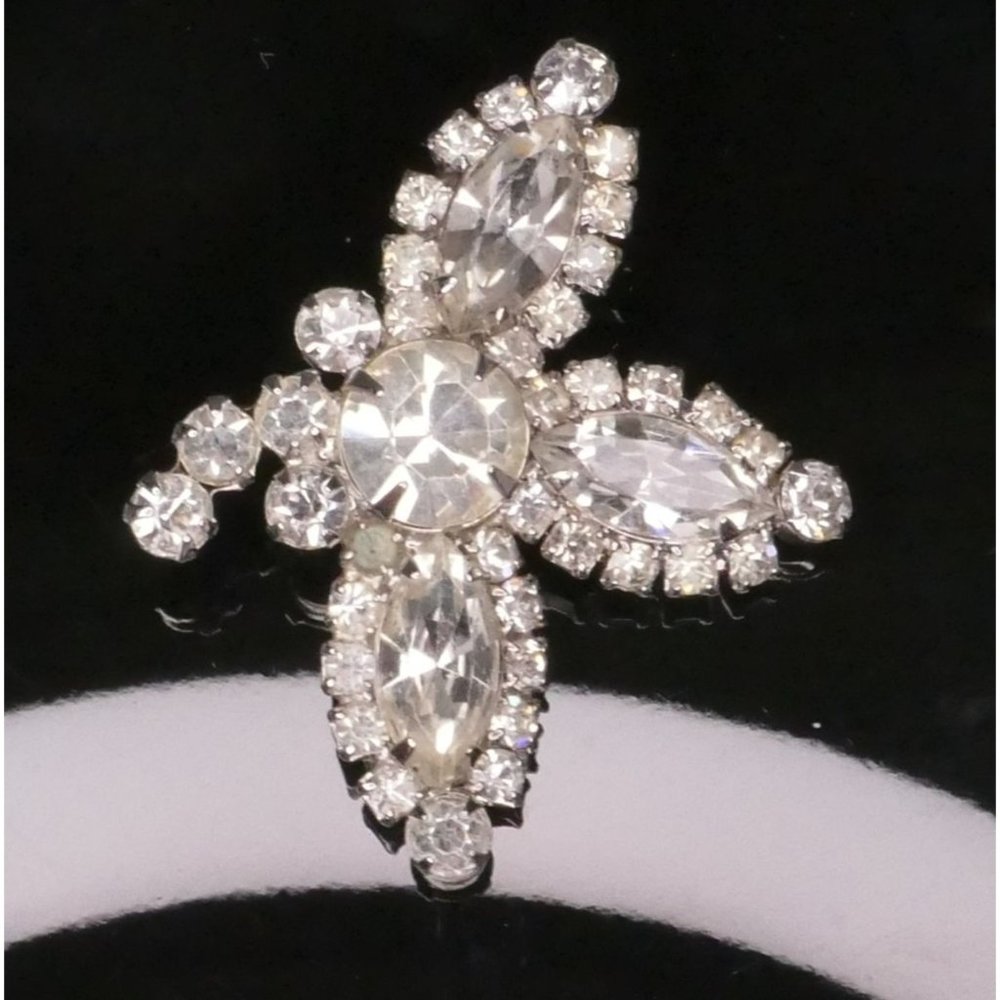 Vintage Signed Lady Ellen Crystal Rhinestone Hair Jewelry Barrette Clip